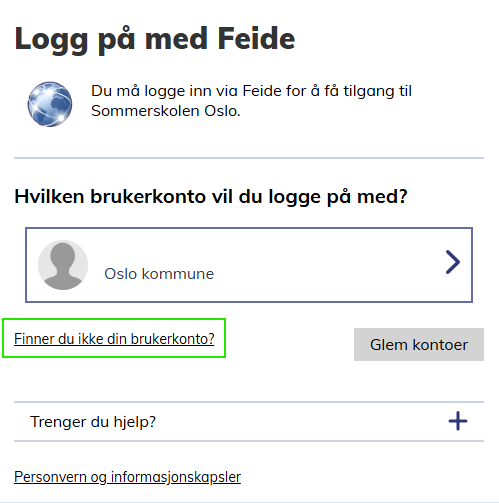 Eksempelvindu for Feide